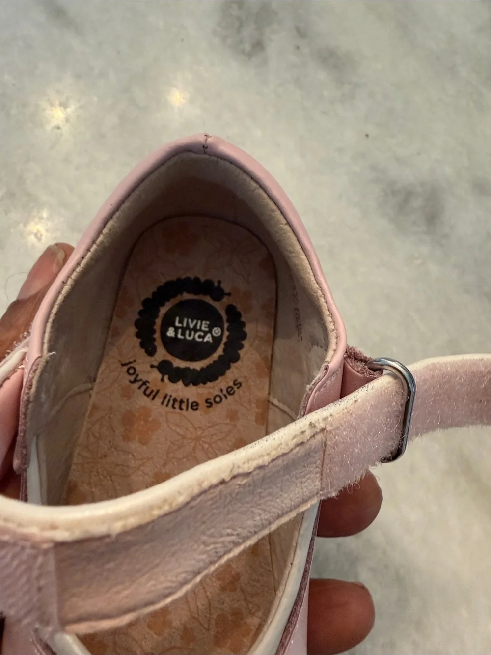 Girls Pink Mary Jane Dress Shoes with Hook-and-Loop Strap